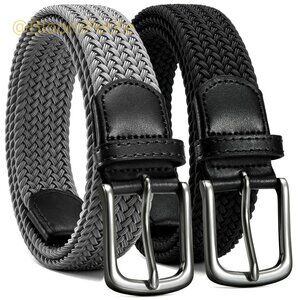 Stretch Belt Men 2 Pack Braided Golf Belts Elastic For Pants